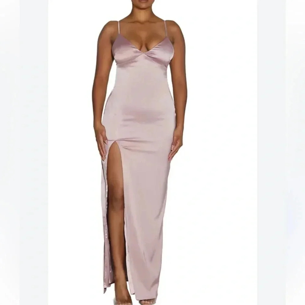 Naked Light Purple Satin Dress Large